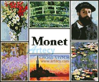 free cross stitch pattern Monet garden with irises