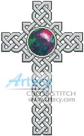 Celtic Cross with Rose and Vines Cross Stitch Pattern