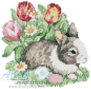 Easter Bunny Counted Cross Stitch Pattern 00321 - kootation.com