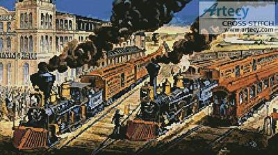 Trains Cross Stitch Pattern vehicles